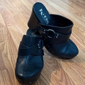 Kork-Ease Black Leather Mules